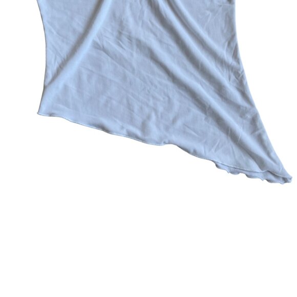 cozy usa y2k white asymmetrical v neck blouse top size medium - Picture 4 of 7